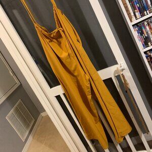 SHEIN Plus summer casual wide leg pleated overalls with slanted pockets